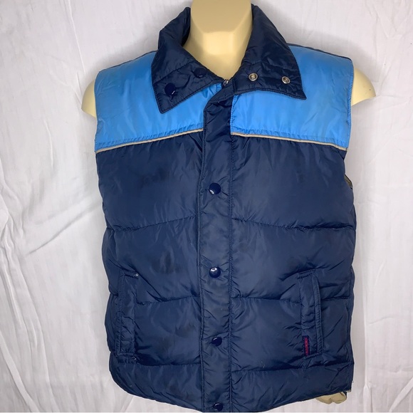 Vintage Down Fall Winter Puffer Vest 80s Chevron Windbreaker Retro Size Small - Picture 4 of 12